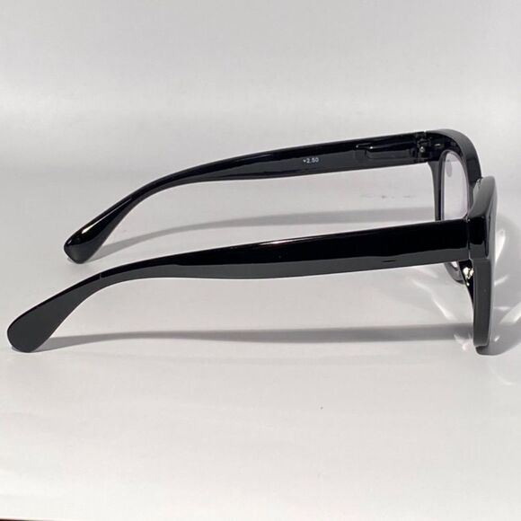 0555 Mona Reading Glasses Black Oversize 2.50 Readers Eyeglasses NWT - Picture 5 of 8